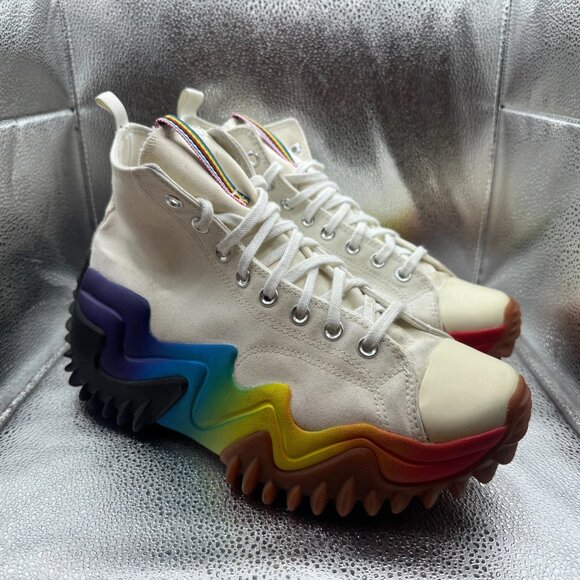 Size M10.5/W12 Converse Run Star Motion Platform High Unisex White Shoes A02262C - Picture 1 of 10